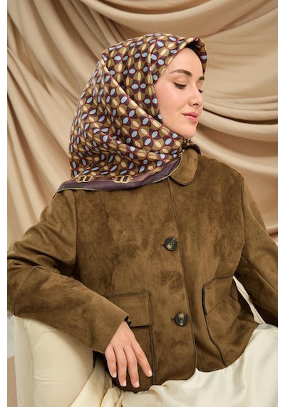 Silk Home Twill İpek Eşarp 11481-17 Kahve Mor, Bebe Mavi, Yeşil, Kırmızı