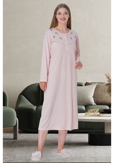 Mecit Pijama Lohusasepeti 5739 Melanj Büyük Beden Lohusa Gecelik 001