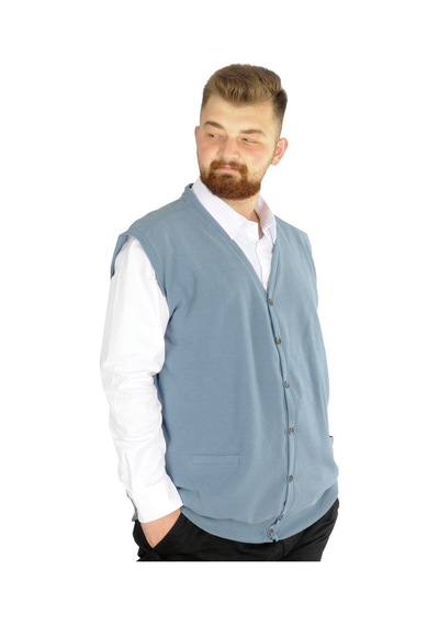 Mode Xl Büyük Beden Erkek Yelek Selanik 20545 Mavi 001