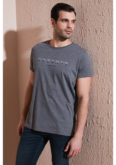 Buratti Baskılı Bisiklet Yaka Pamuklu Slim Fit Erkek T Shirt 541Dprtmnt24 Antrasit