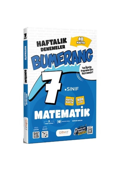 7. Sınıf Bumerang Matematik 40 Haftalık Deneme Günay Yayınları