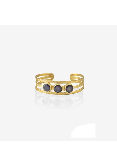 Kadir Jewellery 22 Ayar Altın Kaplama El İşçiliği Zirkon Taşlı Kadın Kaburga Bilezik Mor