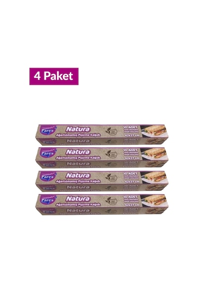 Natura Ağartılmamış Hazır Kesilmiş Pişirme Kağıdı 10 Lu 4 Paket