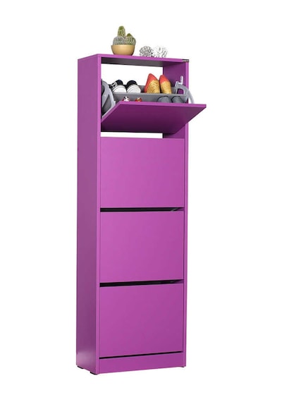 Flat Duo 4 Katlı Ayakkabılık Dolabı - Mor