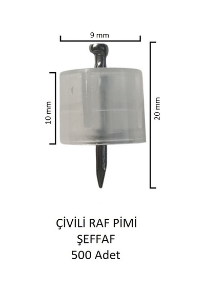 Çivili Raf Pimi Şeffaf 500 Adet Şeffaf