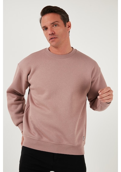Buratti Regular Fit Bisiklet Yaka Pamuklu Içi Tüylü Yumuşak Şardonlu Erkek Sweat 5905255 Gül