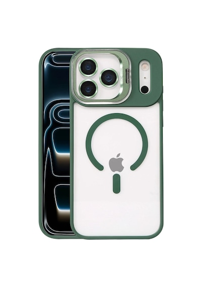 Joko Apple İphone 17 Pro Remim Lensli Magsafe Standlı Kapak - Koyu Yeşil