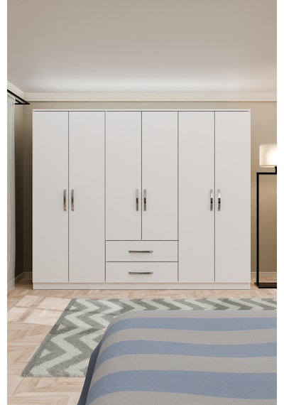 Metalia Metalia Gm066 Delüx 6 Kapılı 2 Çekmeceli Gardrop Beyaz