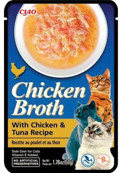 3 Adet Ciao Chicken Broth Tavuk Sulu Ve Ton Balıklı Kedi Çorbası 50 Gr