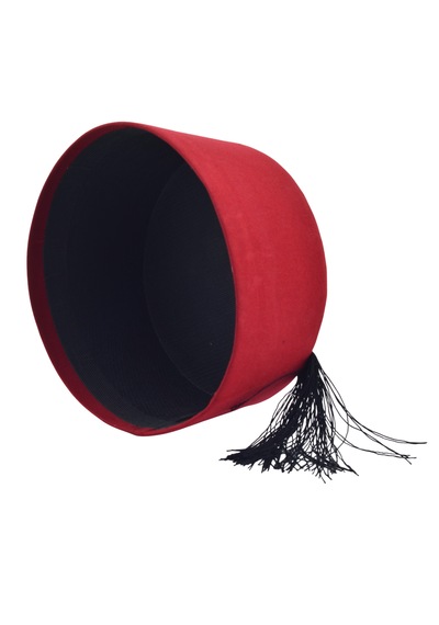 Osmanlı Kırmızı Erkek Püsküllü Damat Kına Fesi 8cmx52cm Kısa