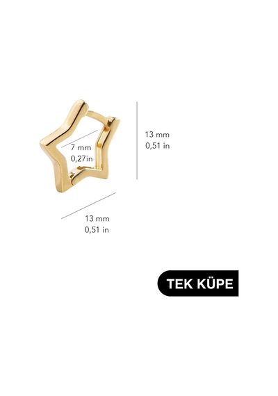 Goldkupe 14 Ayar Yıldız Tek Halka Altın Küpe 0,67 Gr-6331