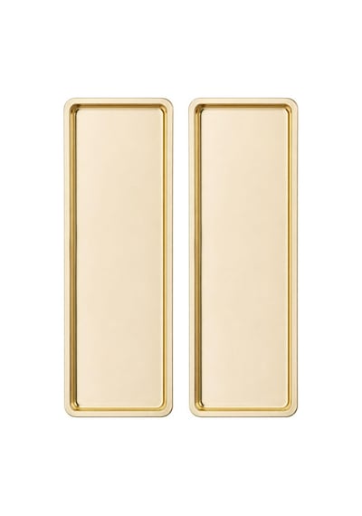 Paslanmaz Çelik, Dikdörtgen Sunum Tepsisi, Gold, 33x13 Cm, Düz, Çay, Kahve, Pasta Sunum, 2 Adet Çok Renkli