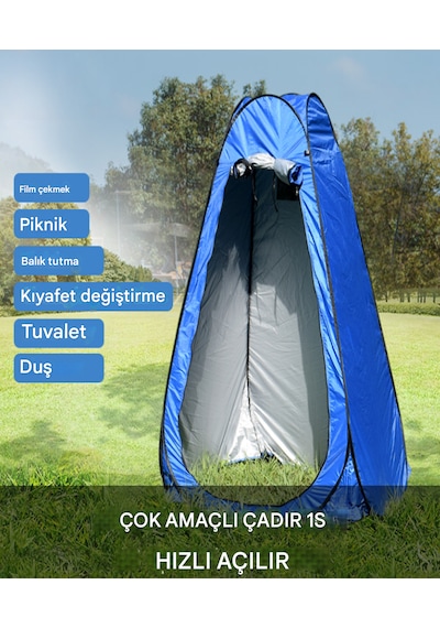 Ds12 Otomatik Duş Çadırı Kamp Tuvalet Soyunma Kabini 1 Saniyede Kurulum Katlanır Taşınabilir Gizli Alan Mavi