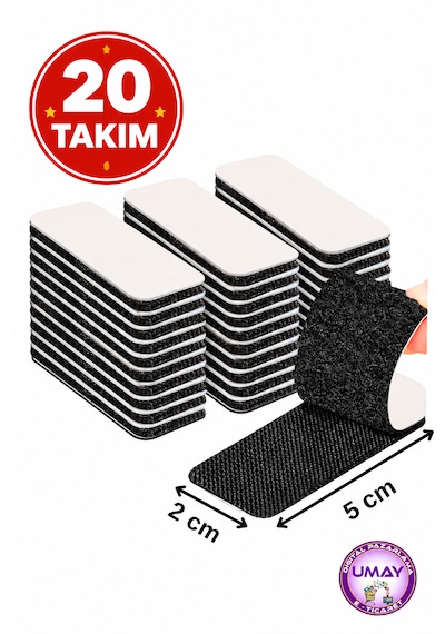 20 Takım Halı Kilim Koltuk Örtüsü Tablo Sabitleyici Arkası Yapışkanlı Cırt Cırt Bant En:2cmxboy:5 Cm