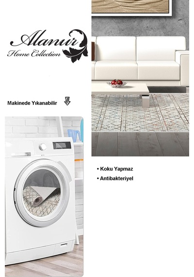Dekoreko Kaymaz Taban Djt Salon Halısı Trend Saçaklı Iskandinav Al1103 Bej