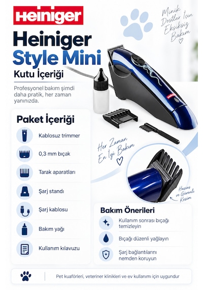 Heiniger Style Mini Kablosuz Kedi/köpek Pati Altı Trimmer Düzeltici