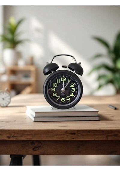 Metal Süper Yüksek Sesli Alarm Saati, Işıklı, Fosforlu, Gece Görünen Kadranlar, Sessiz Saniyeli Siyah Metal Süper Yüksek Sesli Alarm Saati, Işıklı, Fosforlu, Gece Görünen Kadranlar, Sessiz Saniyeli Siyah