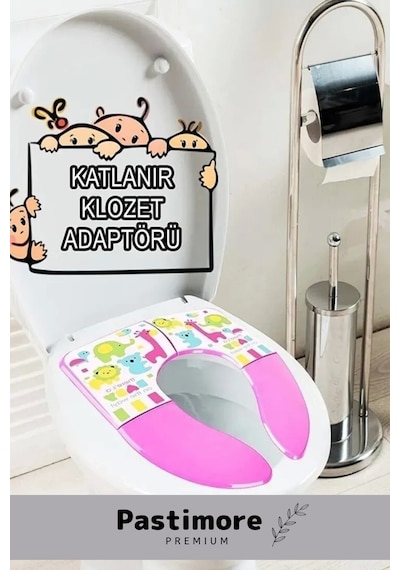 Çocuk Klozet Kapağı Tuvalet Eğitici Alıştırıcı Katlanabilir Adaptörü Hijyenik Bebek Lazımlık Aparat Mavi