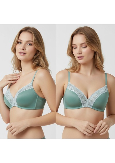 Bonbon Kadın Balensiz Yeşil Renk Rib Soft Bra Sütyen Bb2449