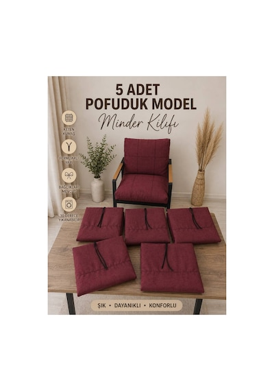 5 Adet , Pofuduk Model , Minder Kılıfı ,koruyucu Kılıf , Bahçe,balkon ,cafe Mobilyası ,çay Seti, 3-1-1 Takıma Uygun , Keten Kumaş Bordo 5 Adet , Pofuduk Model , Minder Kılıfı ,koruyucu Kılıf , Bahçe,balkon ,cafe Mobilyası ,çay Seti, 3-1-1 Takıma Uygun , Keten Kumaş Bordo