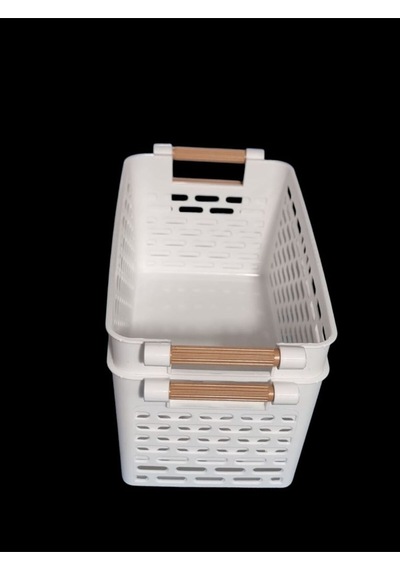 Çok Amaçlı Organizer Düzenleyici Plastik Saplı Sepet Beyaz 2 Adet Plastik Ekru 28 X 13 Tr Diğer