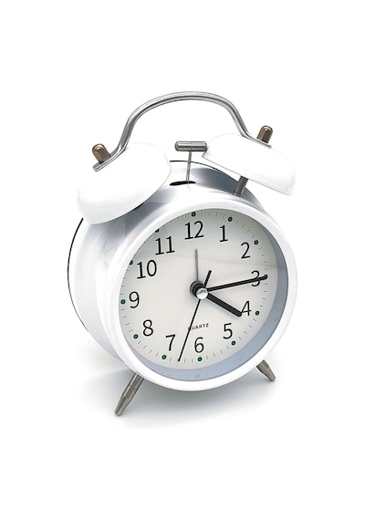 Valkyrie 16cm Büyük Boy Akar Saniyeli Alarm Çalar Saat - Nostaljik Masa Saati Beyaz
