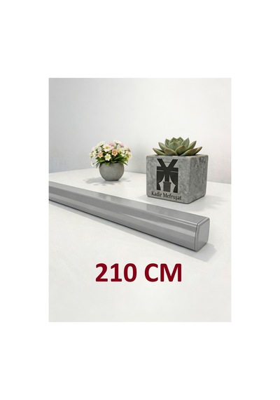 Gri Dekoratif Ray Alüminyum 2 Kanallı Dekoratif Metal Perde Kornişi Gri210cm - 856228823 Gri210cm