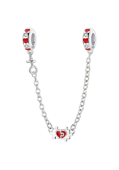 Yap-boz Kalp Zincir Sallantılı Charm Gümüş