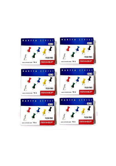 Harita Çivisi Pano İğnesi Mimaks Renkli Harita Çivisi 6 Paket