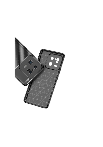 Xiaomi Mi 13 Pro Kılıf Karbon Görünümlü Silikon Kamera Korumalı Üstün Koruma Celikaksesuar Siyah