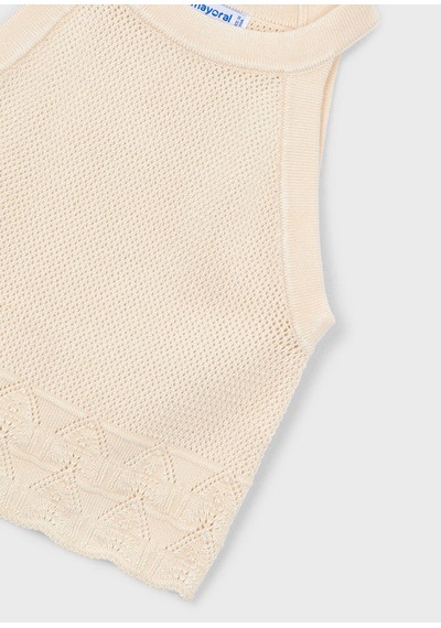 Kız Çocuk Halter Yaka Örme Bluz Ekru 3027 Ekru