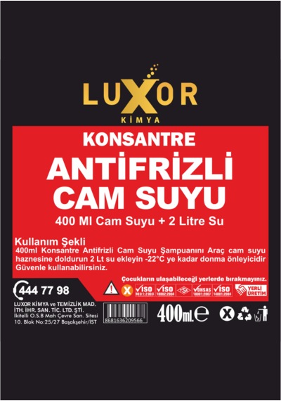 Luxor Kimya Antifrizli Konsantre Cam Suyu 400 Ml