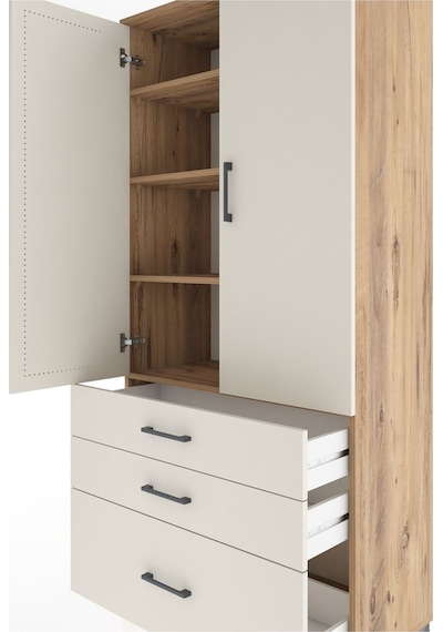 Hyperion Dolap 4 Raflı 3 Çekmeceli 2 Kapaklı 88x44x195 Çam-ay... Çam