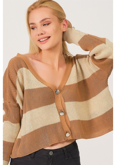 Z3008 Dewberry Bayan Hırka-koyu Camel Koyu Camel