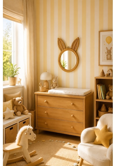 Bohem Tavşan Bambu Ayna - Iskandinav, Modern, Rattan Doğal Bambu
