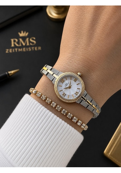 Rms Romanson Vintage Mini Kasa Özel Kordon 2 Yıl Garantili 3 Atm Kadın Kol Saati+bileklik A2239.40 Gümüş - Sarı Rms Romanson Vintage Mini Kasa Özel Kordon 2 Yıl Garantili 3 Atm Kadın Kol Saati+bileklik A2239.40 Gümüş - Sarı