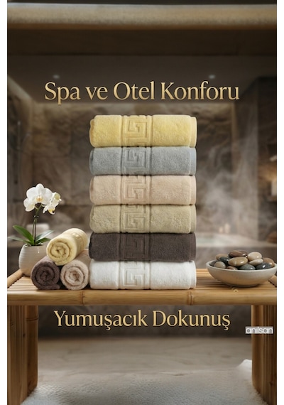 6'lı Lua Karışık Greek El Havlusu - 50x90 Cm, 225 Gr, %100 Pamuk, Spa Ve Otel Havlusu Çok Renkli