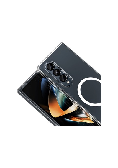 Samsung Uyumlu Galaxy Z Fold 4 Kamera Korumalı M-safe Şarj Özellikli Şeffaf Zore London Sert Pc Kapak - Şeffaf Şeffaf