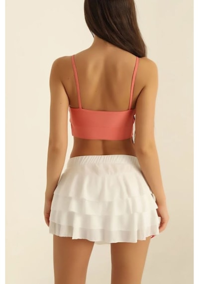 Kadın Ön Çapraz Askılı Crop Bluz - S504577 Pembe