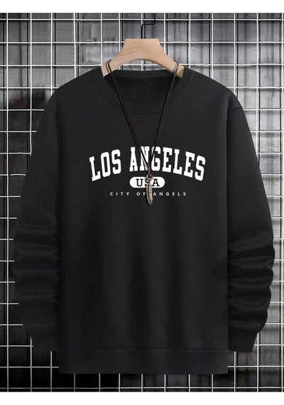 Startmore Adrift Manfinity Sporsity Letter Graphic Sweatshirt Siyah Siyah