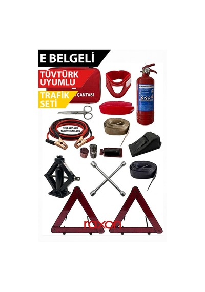 Lüx Araç Trafik Seti Çantalı 1200a Takviye Kablosu Kriko Bijon Anahtarı Tüvtürk Uyumlu