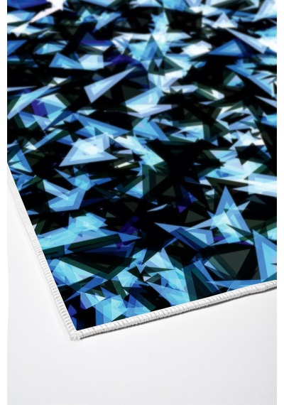 Kaymaz Dijital Mutfak & Salon Halı Star Pamuk Geometrik E5012 Mavi