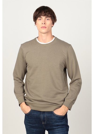 Tudors Bisiklet Yaka Basıc Unisex Sweatshirt Yeşil