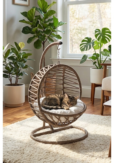 Reyo Pet Lüxperi Kedi Salıncağı & Kedi Yatağı & Kafesi 38x45x65 Cm Kahve