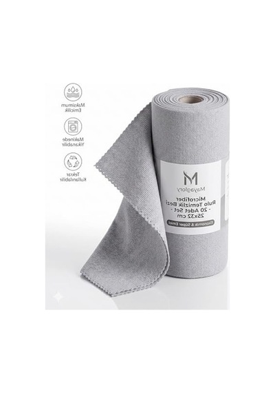 Mikrofiber Temizlik Bezi, 25x32 Cm Boyutunda 20 Adet Süper Emici Set Açık Bej
