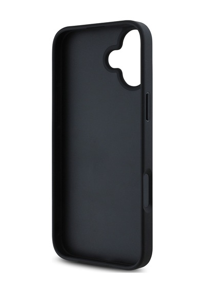 Apple Uyumlu iPhone 16 Kılıf Guess Lisanslı Gül Baskılı Büyük Metal Logo Dizaynlı Kapak Siyah