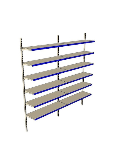 6 Katlı 2'li Market Rafı - Duvara Monte, Ekonomik Market Rafı Mavi-40x95 Cm Mavi