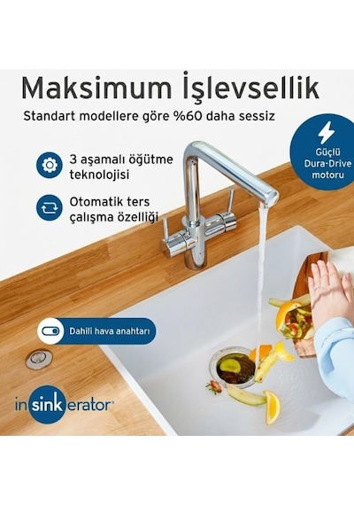 Insinkerator Evolution 200 S Çöp Öğütücü Paslanmaz Çelik Öğütme Sistemi Kırmızı