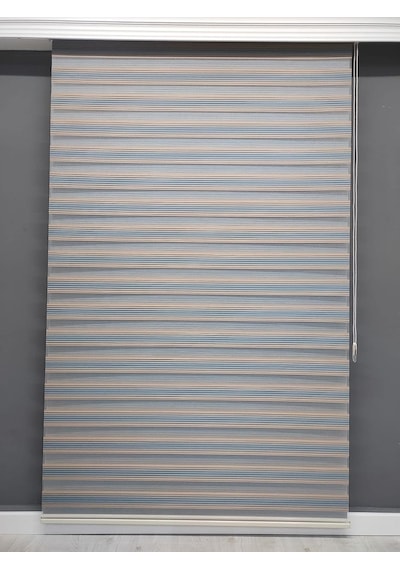 Mavi Bej Geçişli Zebra Stor 200x150 Çok Renkli