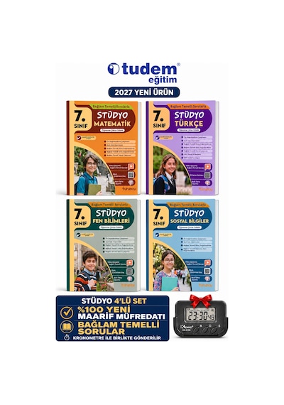 Tudem 7.sınıf 2027 Stüdyo Matematik-fen-türkçe-sosyal Bağlam Temelli Maarif Müfredat Soru Bankası